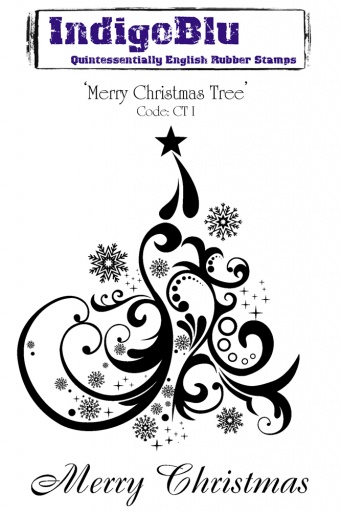 Merry Christmas Tree A6 Red Rubber Stamp